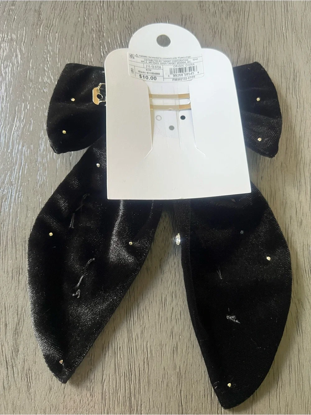 New Year's Black VelvNew Year's Black Velvet Bow Hair Clip with Stars